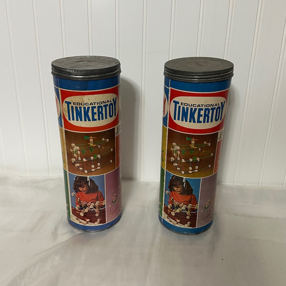 Tinkertoy Junior Architect Vintage Toy *CANISTERS ONLY* Set of 2 Good‎ Storage
